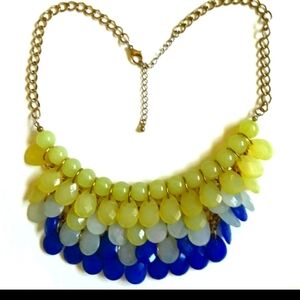 Elegant Blue and Yellow Statement Necklace